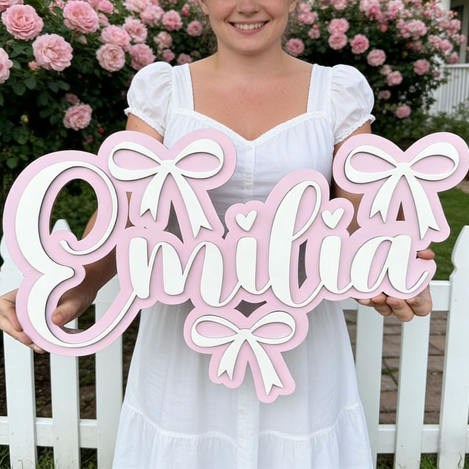 Wedding Party Supply - 1pc Customized Double-layer Wooden Decoration Surname