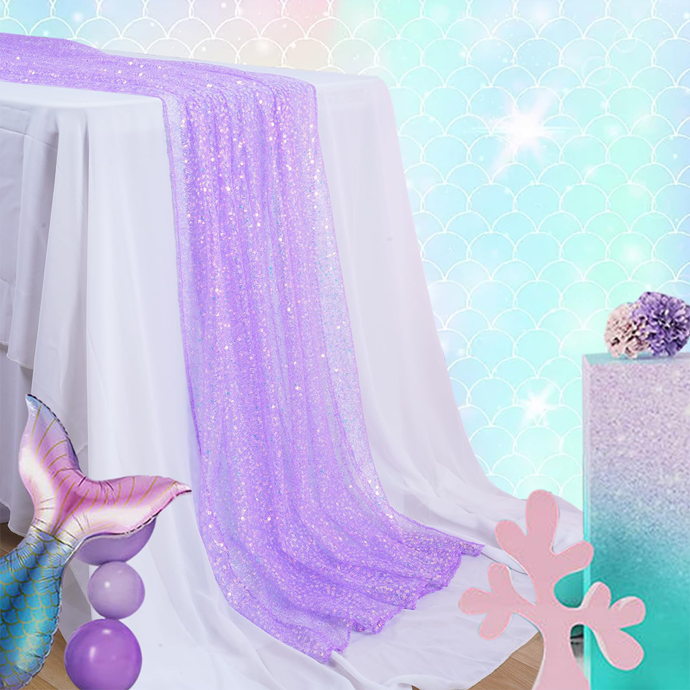 Table Runner Sequin - Mermaid Table Runner Iridescent Sequin Glitter