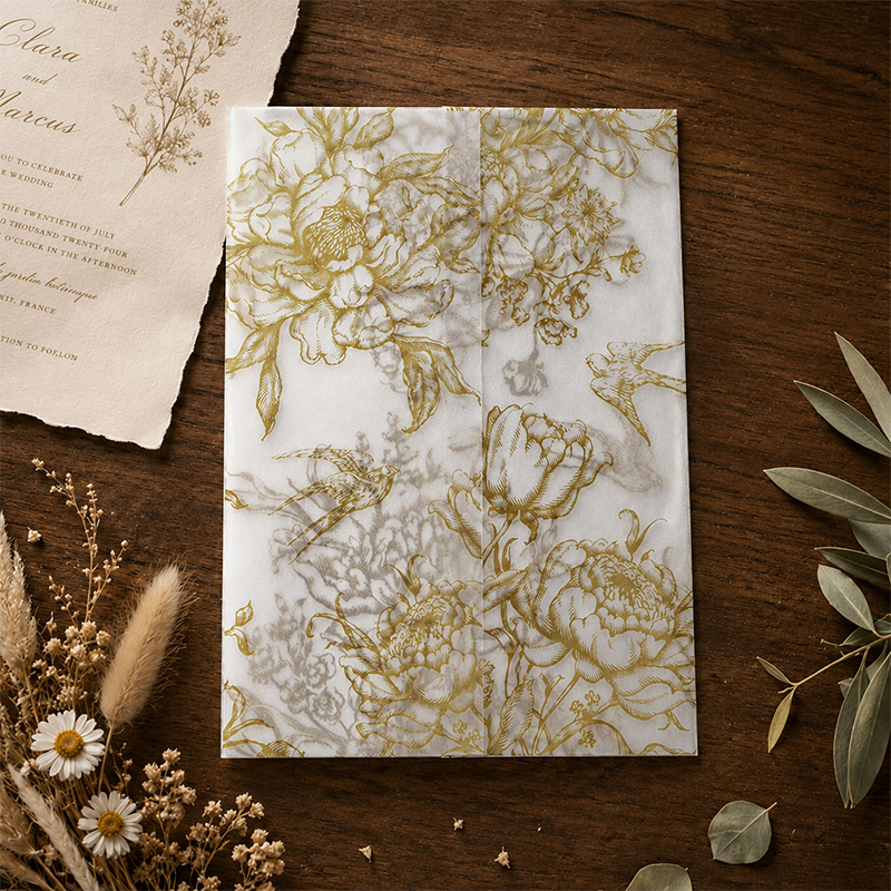 20/50pcs Vellum Wrap with Mono - Wedding Envelopes 评论和价格