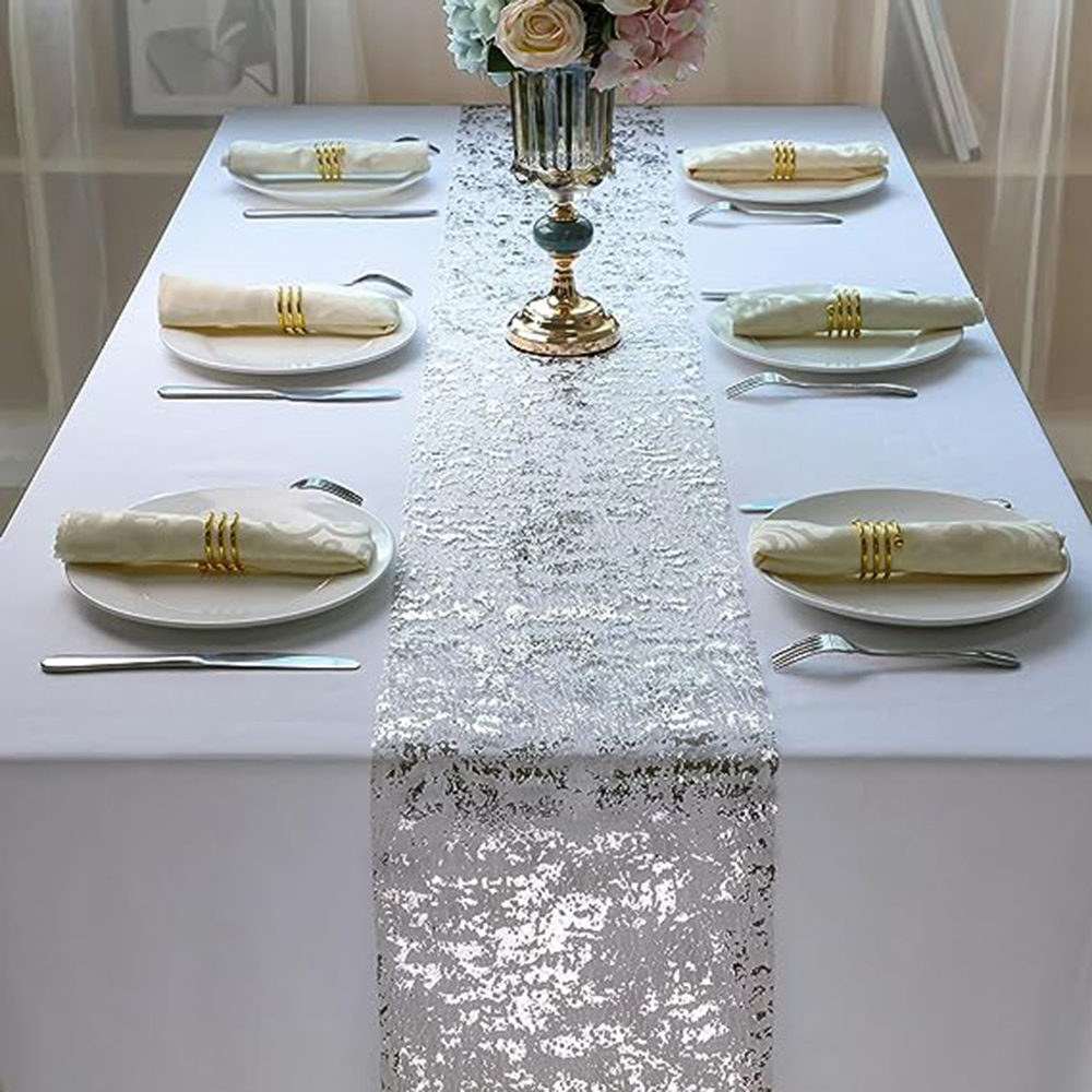 Metallic Silver Table Runner R - Table Runner Sequin 评论和价格