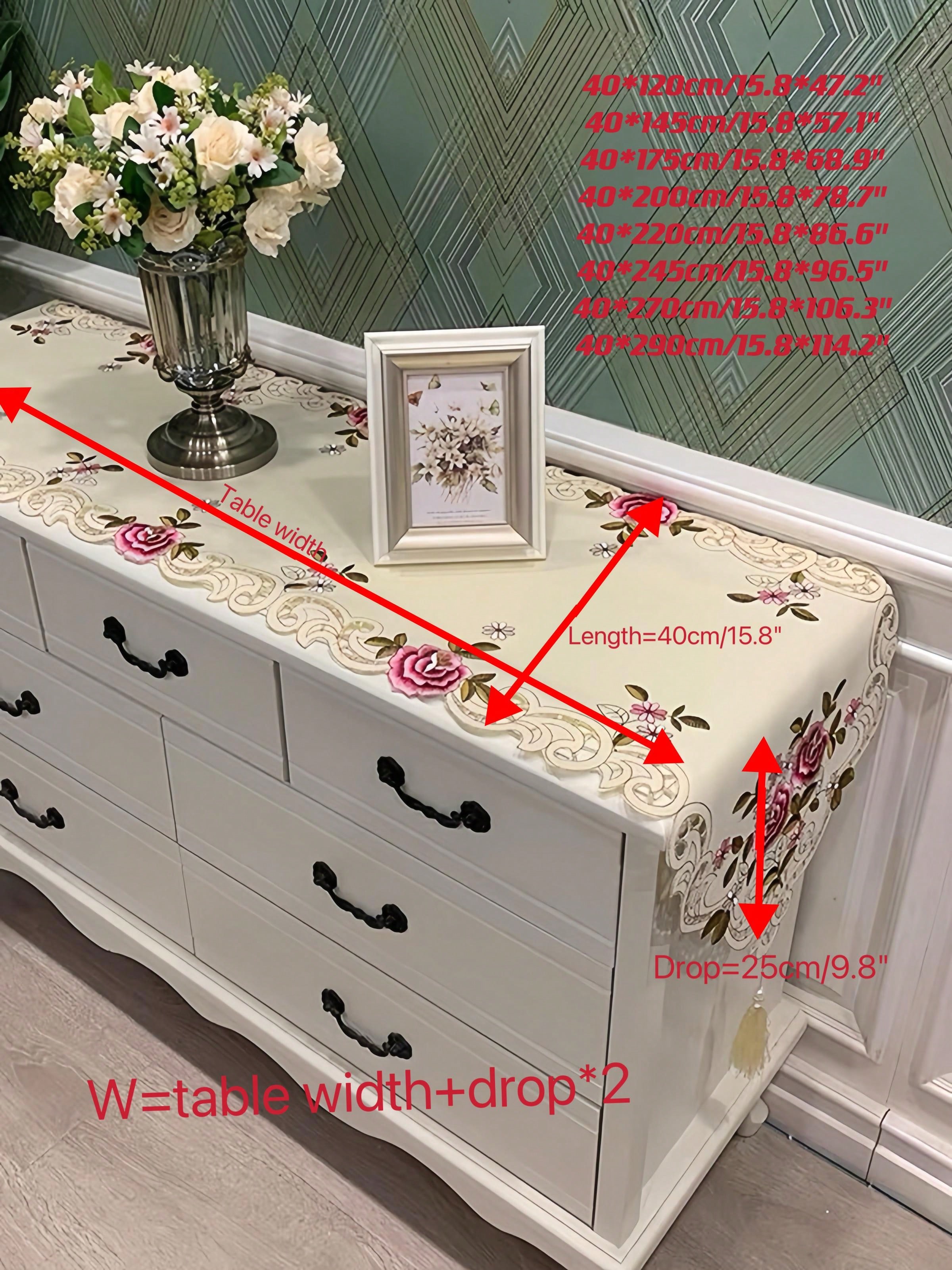 1 Piece Embroidered Floral Tab - Table Runner Sequin 评论和价格