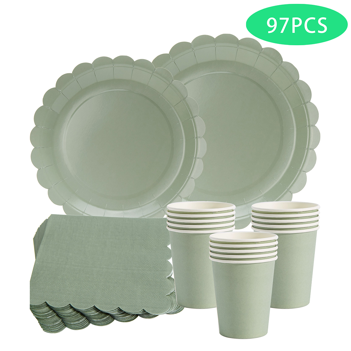 97pcs/set Disposable Tableware - Wedding Party Supply 评论和价格