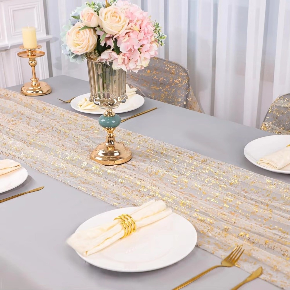 Golden Sequin Glitter Hot Stam - Table Runner Sequin 评论和价格