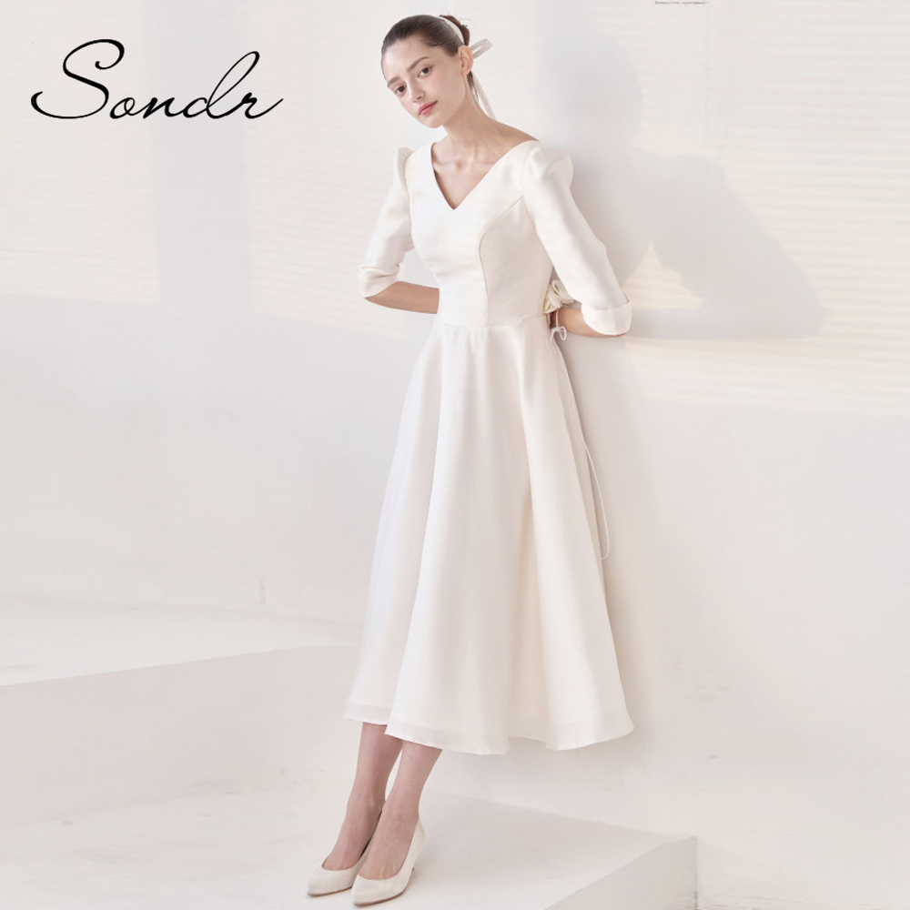 Sondr V-Neck Satin Half Sleeve - Wedding Qq 评论和价格