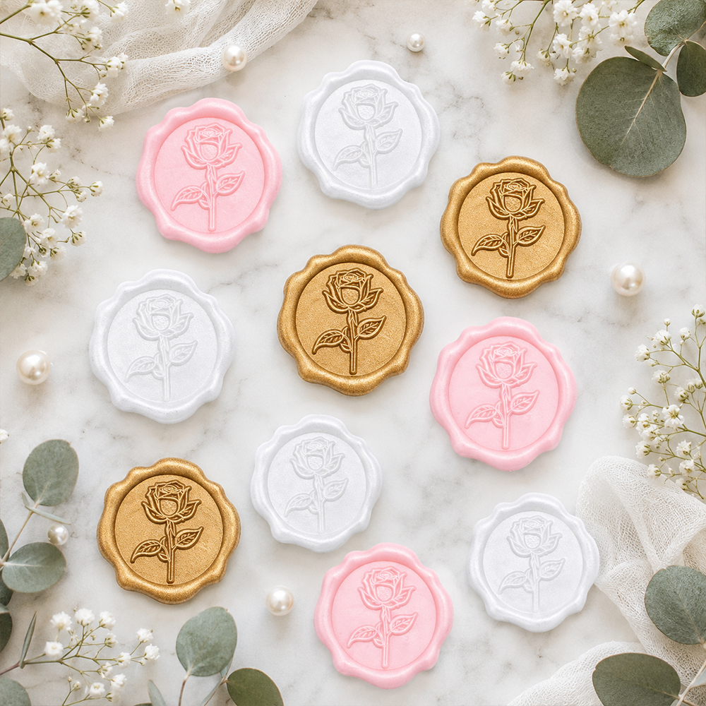 Wax Seal Sticker-3D Vintage Ro - Wedding Envelopes 评论和价格