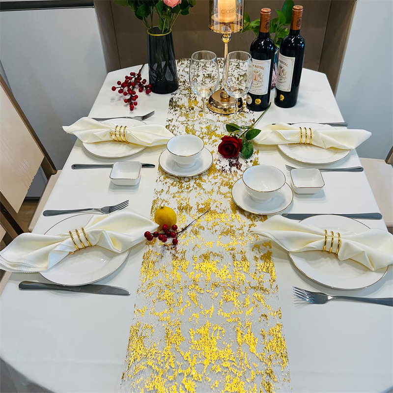 Gold Table Runner Metallic Gli - Table Runner Sequin 评论和价格