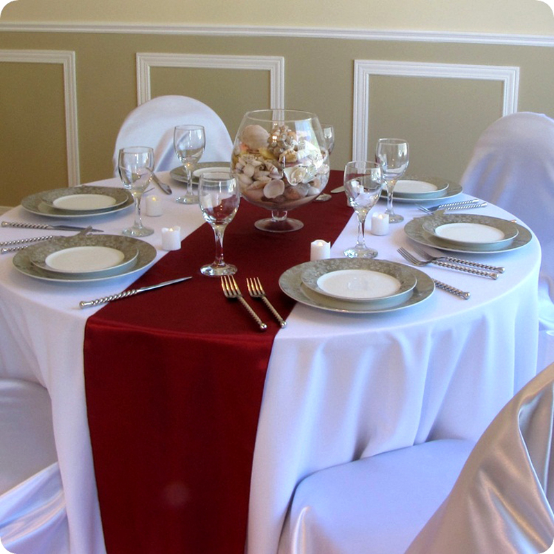 1PC Wedding Party Burgundy Sat - Table Runner Sequin 评论和价格